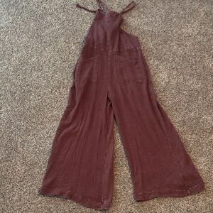 Easel Burgundy Textured Jumpsuit